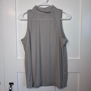 Spanx Go Lightly Mock Neck Ribbed Tank Top in Cloud Grey Women's Size Medium